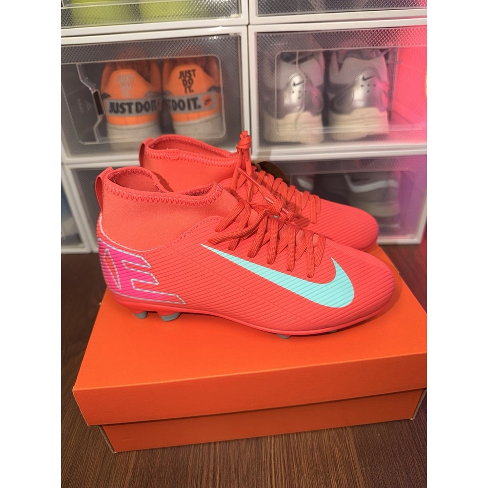 Nike Jr Mercurial Superfly 10 Club. FQ8318-800. Size-4.5Y. Ember Glow/aurora Gre